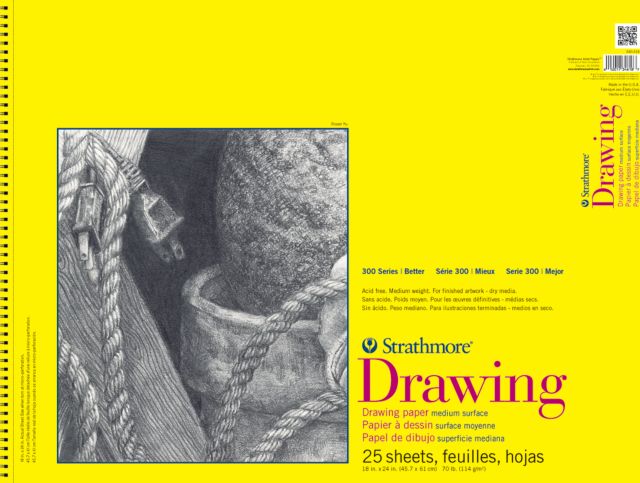 Strathmore Drawing Paper Pad 300 Series 18 x 24 Spiral Bound 25 Sheets