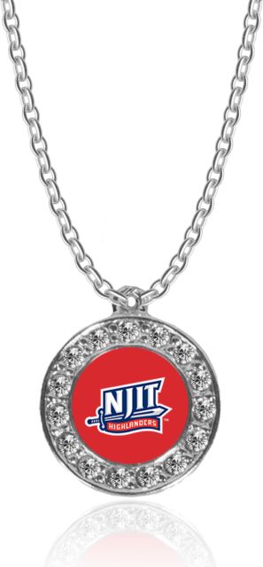 NJIT Crystal Studded Round Pendant Necklace NJIT Mark - ONLINE ONLY