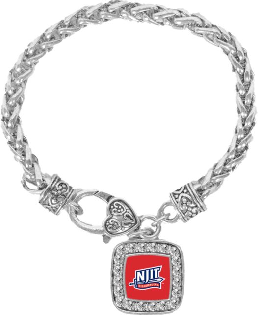 NJIT Braided Rope Bracelet With Crystal Studded Square Pendant NJIT Mark - ONLINE ONLY