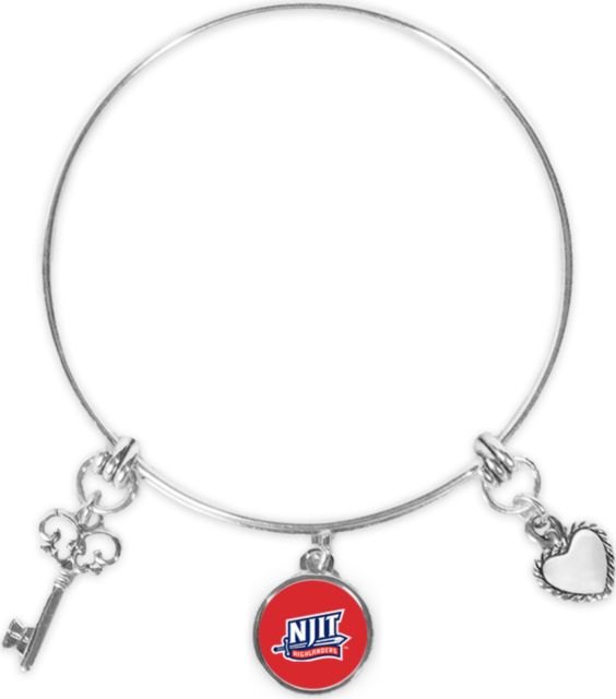 NJIT Bangle Bracelet With Three Charms NJIT Mark - ONLINE ONLY