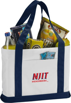 NJIT Contender White/Navy Canvas Tote Stacked Wordmark - ONLINE ONLY