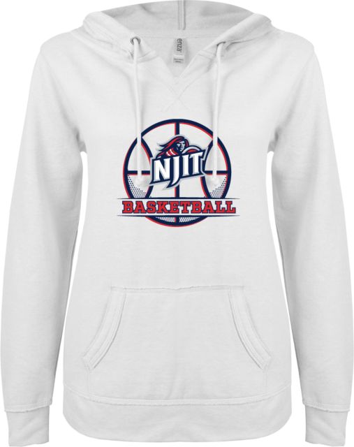 NJIT ENZA Womens V Notch Raw Edge Fleece Hoodie NJIT Full Basketball - ONLINE ONLY