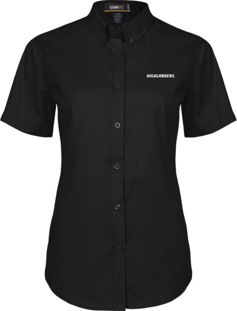 NJIT Womens Twill Button Up Short Sleeve Highlanders Wordmark - ONLINE ONLY