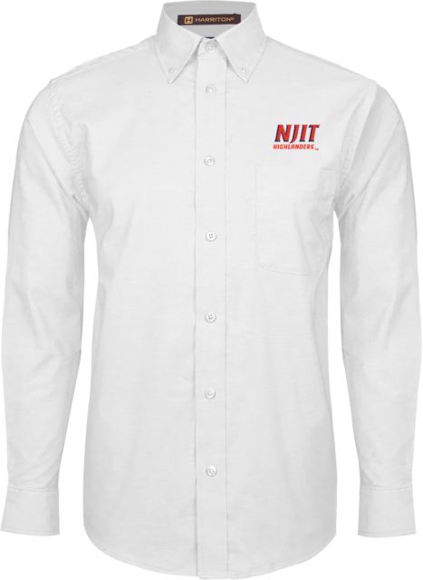 NJIT Mens Oxford Long Sleeve Shirt Stacked Wordmark - ONLINE ONLY