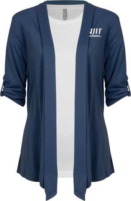NJIT Ladies Drape Front Cardigan Stacked Wordmark - ONLINE ONLY