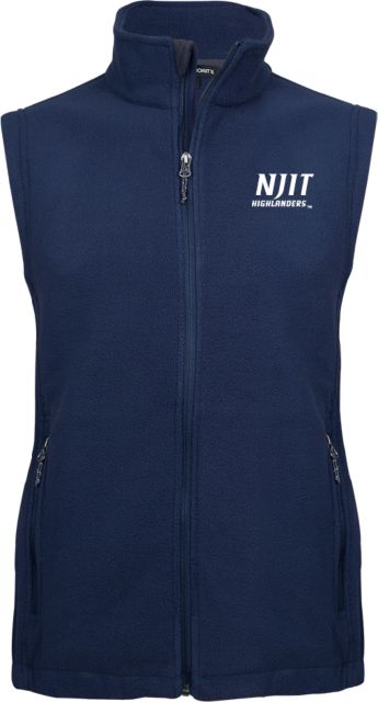 NJIT Fleece Full Zip Vest Stacked Wordmark - ONLINE ONLY