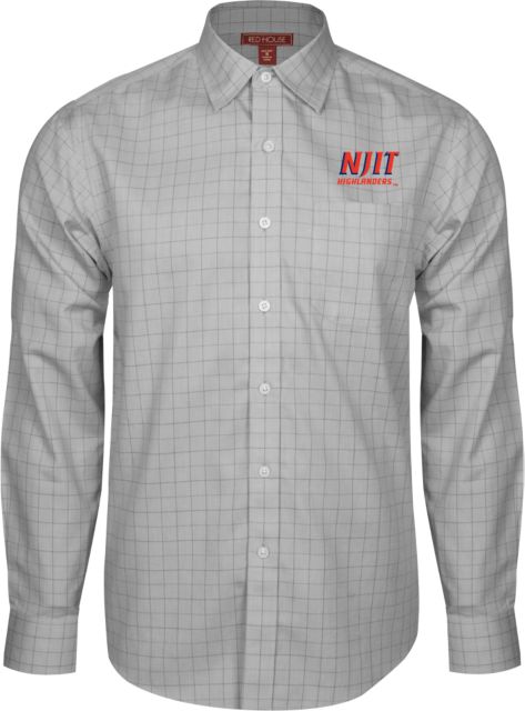 NJIT Red House Plaid Long Sleeve Shirt Stacked Wordmark - ONLINE ONLY