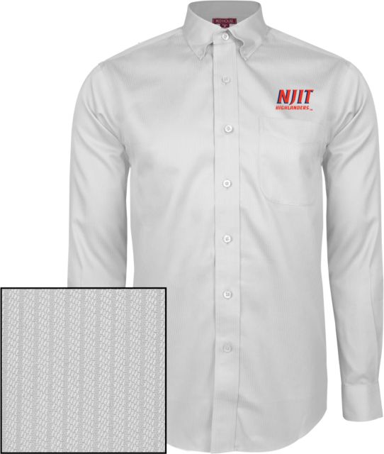 NJIT Red House Dobby Long Sleeve Shirt Stacked Wordmark - ONLINE ONLY