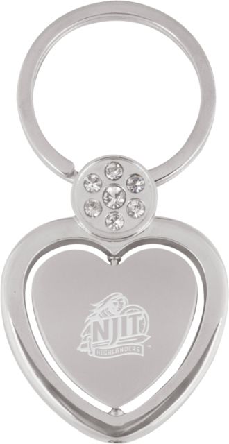 NJIT Crystal Studded Heart Key Holder Official Logo Engraved - ONLINE ONLY