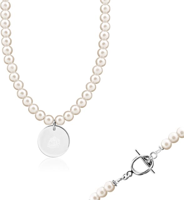 NJIT Olivia Sorelle Round Pendant Pearl Necklace Official Logo Engraved - ONLINE ONLY
