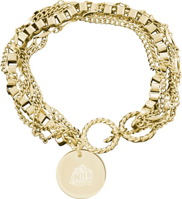 NJIT Olivia Sorelle Round Pendant Multi strand Bracelet Official Logo Engraved - ONLINE ONLY