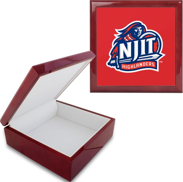 NJIT Mahogany Accessory Box With 6 x 6 Tile Official Logo - ONLINE ONLY
